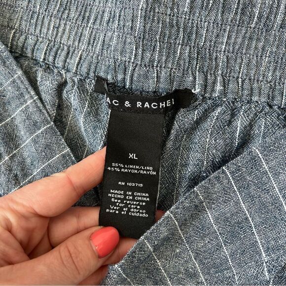 Zac &‎ Rachel blue striped linen wide leg cropped pants - Picture 6 of 6